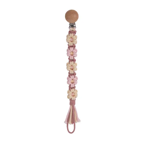 Miniatura 26 de Clip para chupete para niños y niñas, diseño de margaritas florales, macramé, clip para chupete, correa bohemia de madera hecha a mano de algodón
