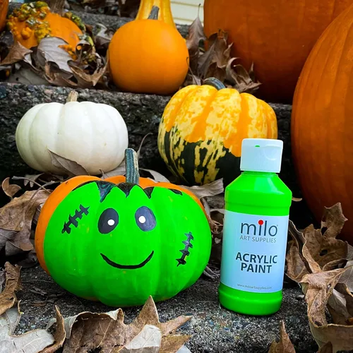 Miniatura 9 de milo Juego de 6 pinturas acrílicas fluorescentes Botellas de 4 onzas Paquete de pintura acrílica de colores neón para estudiantes Hecho