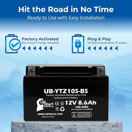 Miniatura 6 de Reemplazo YTZ10S-BS de 12V 8.6Ah para batería Yamaha Raptor 350 – Compatible con Yamaha YFM35R Raptor 350CC ATV Battery 2004-2013 – Baterías de 12