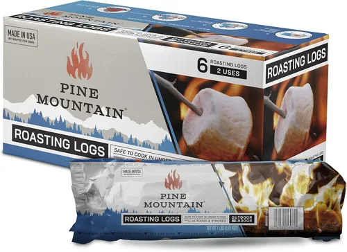 Pine Mountain Troncos para Asar, leña de cocina para fogata, chimenea, hoguera, uso en interiores y exteriores, paquete de 6