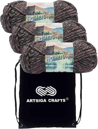 Miniatura 8 de Lion Brand Hometown New York White 135-100 (3 madejas - mismo lote de tinte) #6 S Bulky - Hila acrílica para crochet y tejer con bolsa para proyectos
