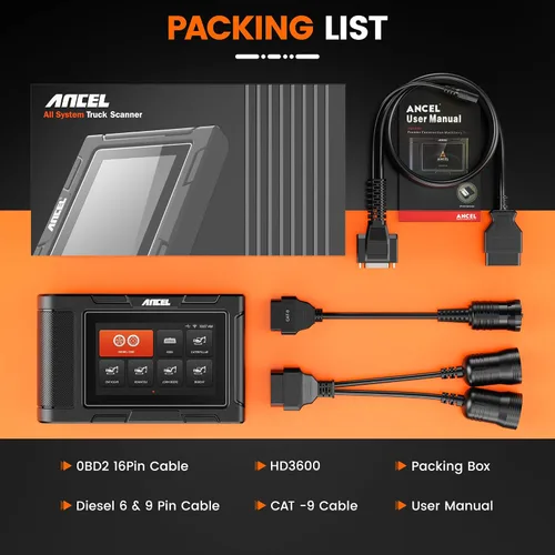 Miniatura 9 de ANCEL HD3600 Herramienta de diagnóstico para equipos pesados con regeneración D-P-F, escáner completo de camiones de alta resistencia, escáner