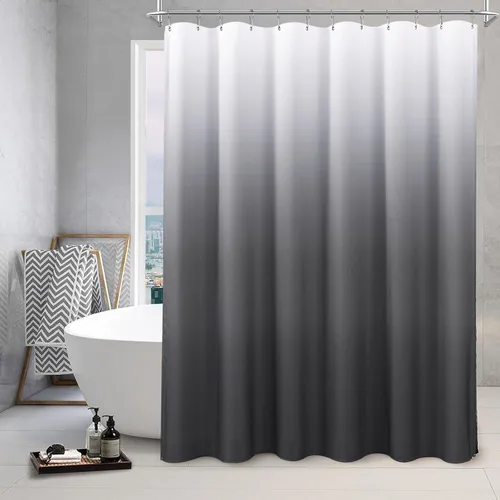 Miniatura 14 de Cortina de ducha para compartimento pequeño negra para hombres, 36 pulgadas de ancho, juego de cortinas de baño gris, cortinas geométricas estrechas