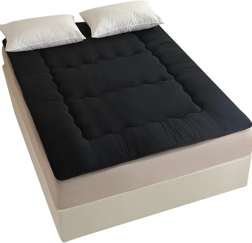 Colchón tipo futón, colchón japonés, cama plegable de tatami, tapete de dormir enrollable para adultos, habitación de invitados y dormitorio (negro,