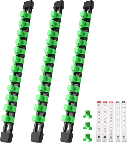 Reniteco Organizador de enchufes de 3 piezas, unidad de 1/2 pulgada x 36 clips, soporte de enchufe de ABS resistente con tapas de extremo Verde