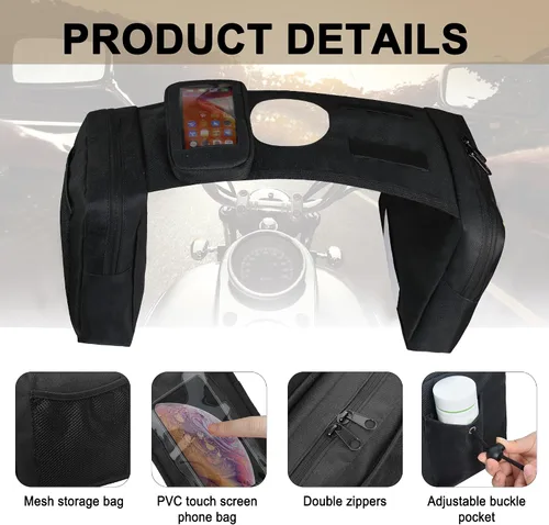 Miniatura 4 de MYDAYS Bolsa de sillín para ATV, tanque de carga, bolsa de teléfono, equipaje de almacenamiento para ATV, UTV, motos de nieve y motocicleta (negro 1)