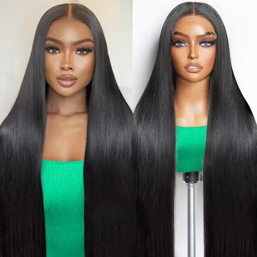 Miniatura 11 de Pelucas de cabello humano lacio con encaje frontal de 13 x 6 pulgadas, densidad del 200%, pelucas de cabello humano lacio de 22 pulgadas