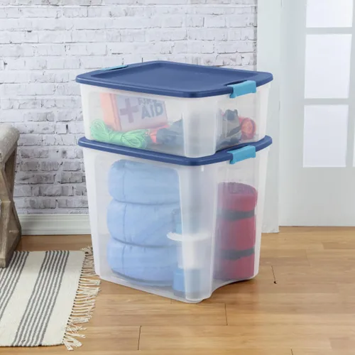 Miniatura 3 de Sterilite Paquete de 12 contenedores de almacenamiento de plástico transparente con tapas de pestillo y asas de agarre completo, 12 galones