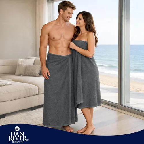 Miniatura 254 de DAN RIVER Paquete de 2 sábanas de baño de 35x70 pulgadas, sábanas de baño jumbo acanaladas para adultos, toallas grandes gruesas y absorbentes