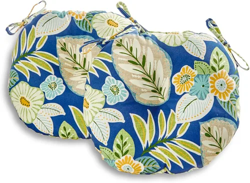 Miniatura 16 de South Pine Porch Cojín redondo para silla bistró de 15 pulgadas para exteriores (juego de 2), Aloha Black Floral