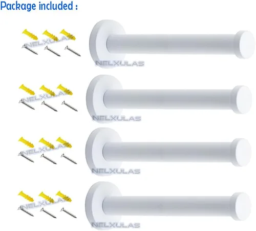 Miniatura 2 de Gancho clásico de acero inoxidable blanco súper resistente, para colgar abrigos, ganchos para toallas de baño (6 pulgadas, 4 unidades)