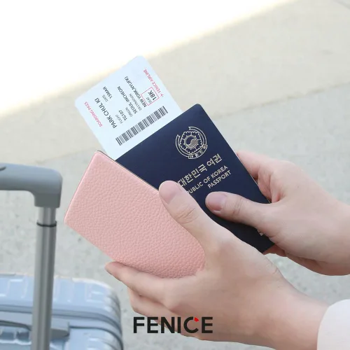 Miniatura 3 de Fenice Funda clásica para pasaporte, funda tipo cartera para viajes, esencial con bloqueo RFID, piel vegana, impermeable (negro)