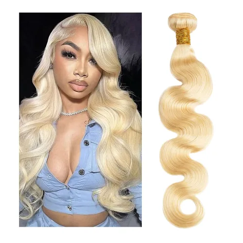 Miniatura 13 de Extensiones de cabello humano ondulado rubio 613 de 12 pulgadas, 100% sin procesar, grado 14A, cabello humano virgen brasileño sin procesar, 1