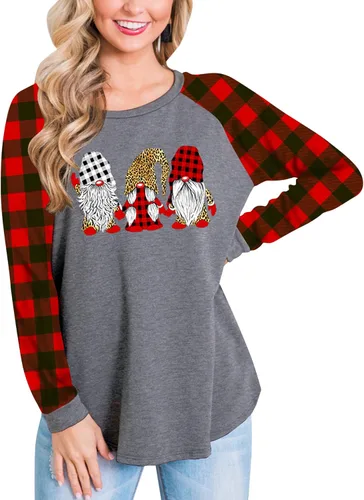 Miniatura 3 de Deerose Camisa de Halloween para mujer, de manga larga, divertida, a cuadros, para el día de Acción