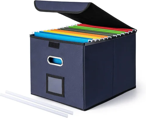 Miniatura 15 de Cajón Organizador de Archivos CADONO con Tapa, Organizador de Carpetas de Archivos Plegable con Deslizador de Plástico, Caja de Carpetas de Archivos