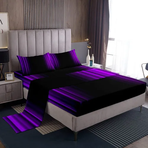 Miniatura 16 de Feelyou Juego de sábanas decorativas con ombre abstracto para niños y adolescentes, juego de sábanas rojas y negras de moda para dormitorio de niñas