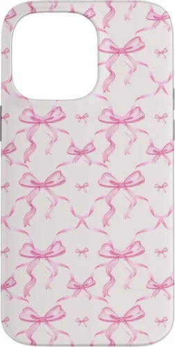 Miniatura 20 de Cintas y lazos estéticos rosas para iPhone 16 en estuche de acuarela