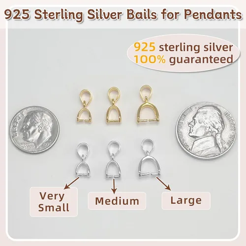 Miniatura 4 de OHINGLT Bails de Pellizco de Plata de Ley 925 para Fabricación de Joyas – Conectores de Cierre de Colgante, Bail de Clip para Collar, Cierres de 4