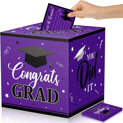 Miniatura 9 de Nezyo Caja para tarjetas de graduación con 30 tarjetas de consejo, caja de tarjetas de regalo de felicitaciones para clase de 2026, caja
