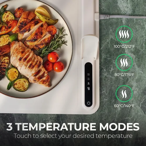 Miniatura 2 de EconoHome Bandeja de calentamiento eléctrica, tapete eléctrico de superficie completa para calentar alimentos, calentamiento rápido, enrollable