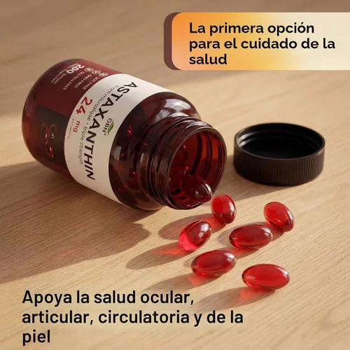 Miniatura 4 de GBN Suplementos de astaxantina 24 mg 200 cápsulas blandas, apoya la salud de los ojos, la piel, las articulaciones, el cerebro, el corazón