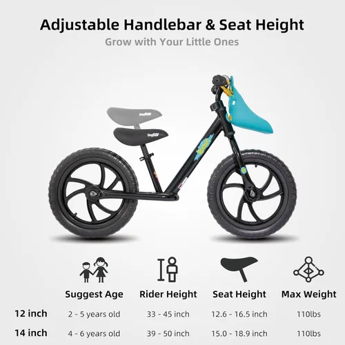 Miniatura 4 de JOYSTAR Bicicleta de equilibrio de 12/14 pulgadas para niños de 18 meses a 5 años, bicicletas de equilibrio ligeras para niños pequeños con Púrpura