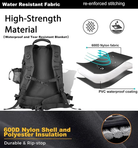 Miniatura 6 de Mochila táctica Miramrax para senderismo militar - Mochila Molle para hombres, paquete de asalto de 3 días, bolsa de evacuación para camping, viaje