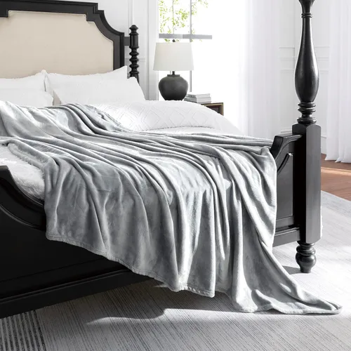 Miniatura 6 de Manta blanca de Navidad súper suave y acogedora para sofá o cama. Manta de microfibra de felpa ligera, 50x60 pulgadas Blanco