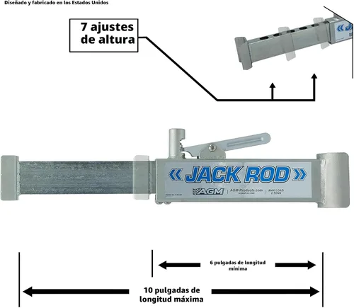 Miniatura 4 de AGM Jack Rod, barra de soporte de bloqueo de 2 toneladas para gatos de piso, gato no incluido, viaje de 14 pulgadas, 3 libras, soporte de gato