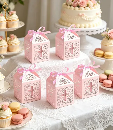 Miniatura 4 de Sohapy 50 cajas de dulces de papel kraft para dulces, caja de regalo, regalo de baby shower, decoración de cumpleaños, suministros de decoración