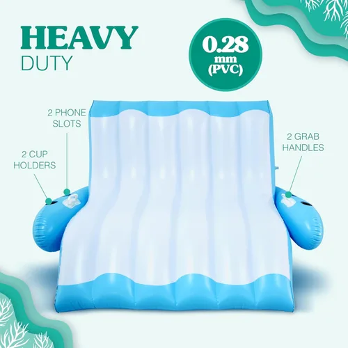 Miniatura 6 de 4E's Novelty Flotador inflable para dos personas con soporte para tazas, tumbona de alta resistencia para adultos, flotadores flotantes flotantes