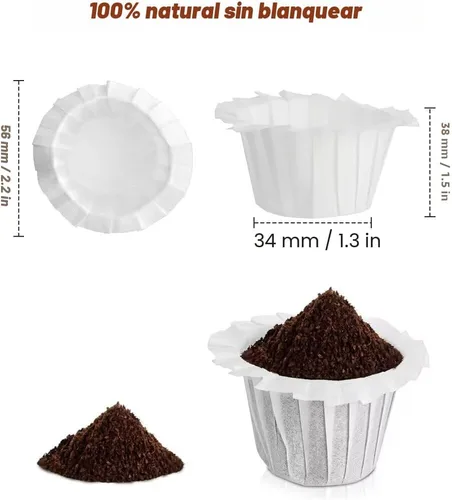 Miniatura 2 de Filtros de café de papel desechables, filtros de papel Keurig K Cup para Keurig individuales tazas reutilizables, cápsulas de café K-Cup, se adaptan