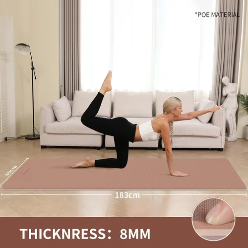Miniatura 3 de Tapete de yoga extra grueso de 0.315 pulgadas, 72 x 28 pulgadas, tapete de ejercicio antideslizante, reversible de 2 lados de doble