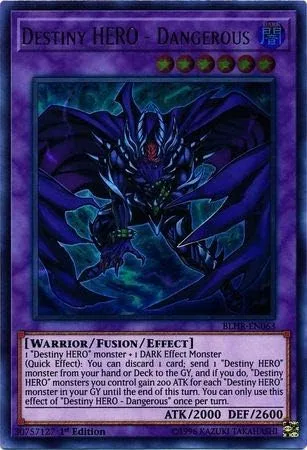 Yu-Gi-Oh! - Destiny Hero - Peligroso - BLHR-EN063 - Ultra Raro - 1ª Edición - Battles of Legend: Hero's Revenge