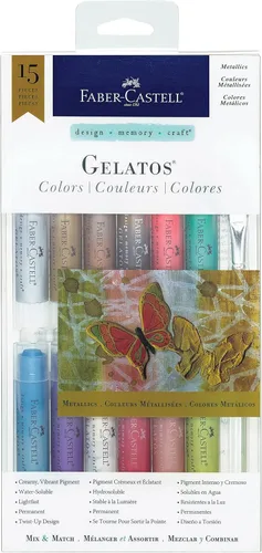 Miniatura 8 de Faber-Castell Set de regalo Gelatos: 28 crayones de gel de acuarela y suministros de arte para pintura, dibujo y diario, lápices de pigmentos
