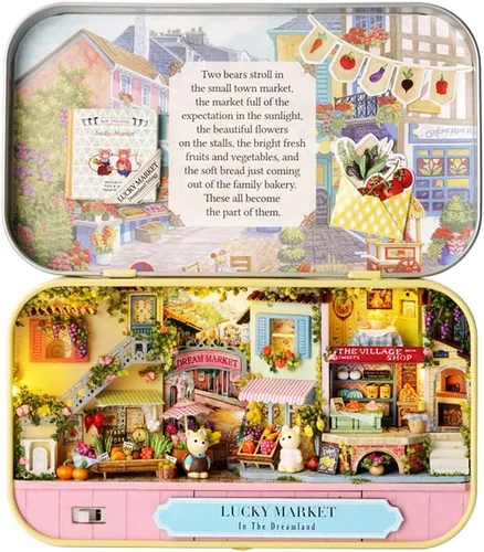Miniatura 10 de Kisoy Casa de muñecas en miniatura con kit de muebles, modelo de casa de bricolaje hecho a mano para regalo de adolescentes y adultos