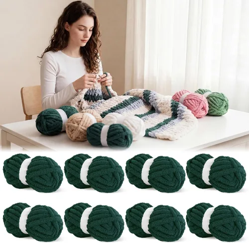 Miniatura 12 de BALAPET Hilo grueso para tejer a mano, hilo de felpa gruesa súper suave para manta y tejer bricolaje, hilo voluminoso jumbo esponjoso, apto