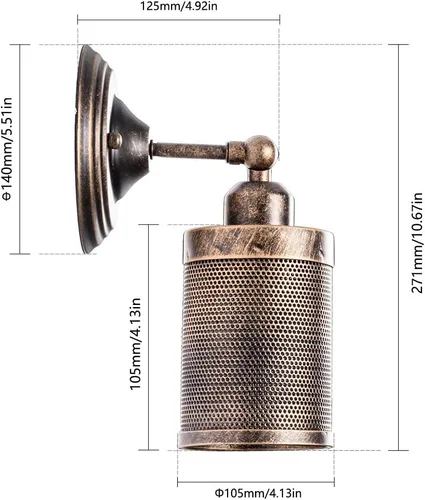 Miniatura 7 de Lámpara de pared industrial vintage, 2 unidades, accesorios rústicos estilo Edison, lámpara de pared LED retro de metal de una sola cabeza