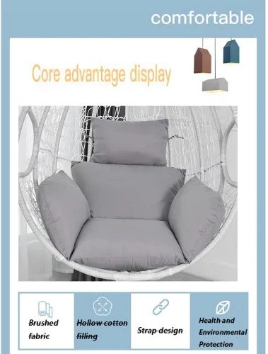 Miniatura 5 de GARCAN Cojines de repuesto para sillas de columpio, reemplazo de cojín de silla de huevo, cojines plegables, cojín colgante para silla de huevo