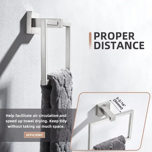 Miniatura 6 de Angle Simple SUS 304 - Toallero cuadrado de acero inoxidable para pared de baño, 7.09 pulgadas