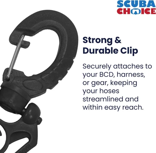 Miniatura 4 de Scuba Choice Clip de soporte de manguera triple para buceo, organizador de manguera de baja y alta presión para reguladores y configuración