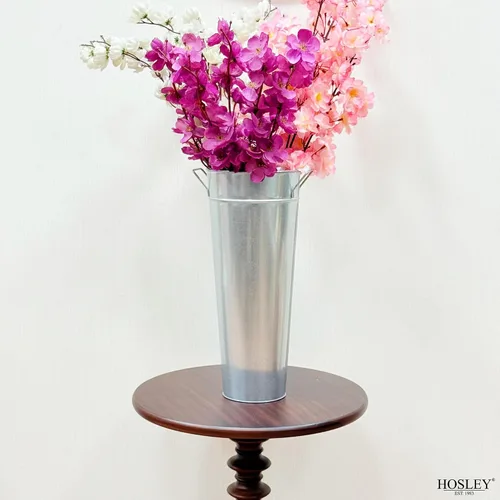 Miniatura 8 de Hosley Jarrón Balde Francés Galvanizado con Asas de 6" de Diámetro x 15" de Alto - Perfecto para Bodas, Fiestas, Picnics Campestres, Arreglos Plata