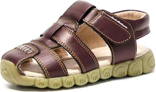 Athlefit Sandalias de cuero para niños y niñas, sandalias de cuero para deportes al aire libre, sandalias casuales