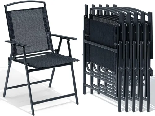Miniatura 13 de Crestlive Products Juego de 4 sillas plegables para patio, paquete de 4, sillas de comedor al aire libre con reposabrazos para campamento, playa