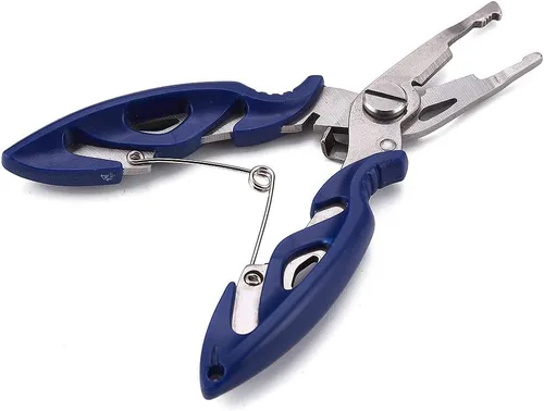 Miniatura 5 de FOSTAR Alicates de pesca, Removedor de gancho de acero inoxidable, Tijeras de línea de pesca, Cortadores de línea trenzados, Abreanillos divididos
