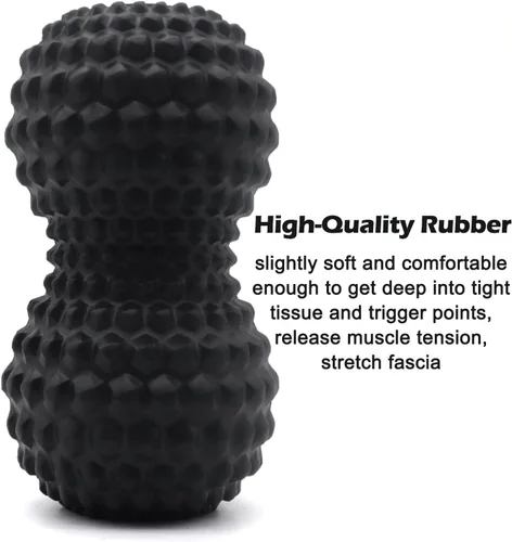 Miniatura 3 de KITWILD Pelota de masaje en forma de maní, bola de masaje doble en forma de lacrosse para masaje de tejido profundo, terapia física, liberación Negro