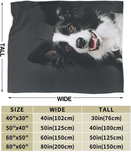 Miniatura 3 de Manta moderna de franela y felpa, manta con sonrisa de Border Collie para perros felices para un mejor sueño, manta de fácil cuidado para aire