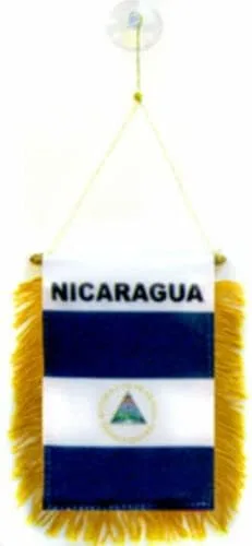 La bandera para interiores y exteriores está hecha de mini pancarta 100% Nicaragua, ideal para automóvil, espejo de ventana de casa para colgar de 2