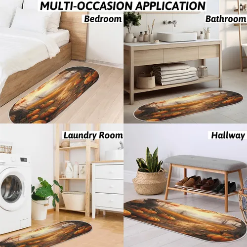 Miniatura 7 de cfpolar Pumpkins Fall Maple Leaves Bathroom Rugs Non-Slip Bath Rug Microfiber Bath Mat Absorbent Kitchen Mats and Rugs Machine Washable Oval Plush