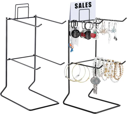 Coume 2 piezas de soporte de exhibición de joyería para collares, metal, soporte de exhibición para mostrador de venta al por menor para collares,